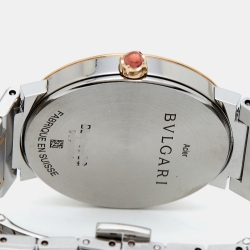 مملوكة مسبقًا ساعة يد نسائية بلغاري "بلغاري بلغاري" 103202  ألماس ستانلس ستيل ذهب وردي عيار 18 خضراء 33مم