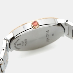 مملوكة مسبقًا ساعة يد نسائية بلغاري "بلغاري بلغاري" 103202  ألماس ستانلس ستيل ذهب وردي عيار 18 خضراء 33مم