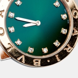 مملوكة مسبقًا ساعة يد نسائية بلغاري "بلغاري بلغاري" 103202  ألماس ستانلس ستيل ذهب وردي عيار 18 خضراء 33مم