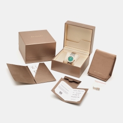 مملوكة مسبقًا ساعة يد نسائية بلغاري "بلغاري بلغاري" 103202  ألماس ستانلس ستيل ذهب وردي عيار 18 خضراء 33مم