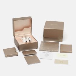 Pre Owned ساعة يد نسائية بلغاري سيربينتي توبوغاس 101910 ستانلس ستيل و ألماس زخارف أشعة الشمس متلالئة فضية 35 مم