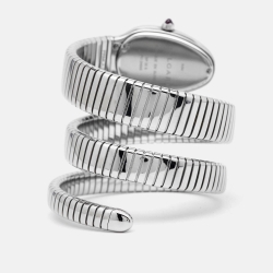 Pre Owned ساعة يد نسائية بلغاري سيربينتي توبوغاس 101910 ستانلس ستيل و ألماس زخارف أشعة الشمس متلالئة فضية 35 مم