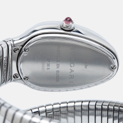 Pre Owned ساعة يد نسائية بلغاري سيربينتي توبوغاس 101910 ستانلس ستيل و ألماس زخارف أشعة الشمس متلالئة فضية 35 مم