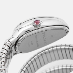 Pre Owned ساعة يد نسائية بلغاري سيربينتي توبوغاس 101910 ستانلس ستيل و ألماس زخارف أشعة الشمس متلالئة فضية 35 مم