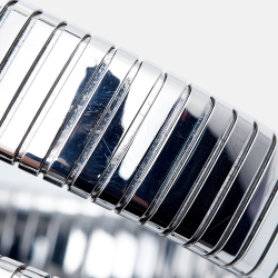 Pre Owned ساعة يد نسائية بلغاري سيربينتي توبوغاس 101910 ستانلس ستيل و ألماس زخارف أشعة الشمس متلالئة فضية 35 مم