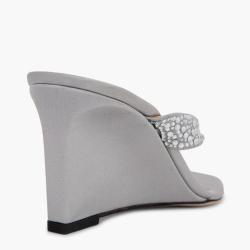By Far Silver Textile Theresa Thong Sandals Size EU 35