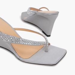 By Far Silver Textile Theresa Thong Sandals Size EU 35