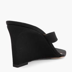 By Far Black Leather Thong Wedge Sandals Size EU 35