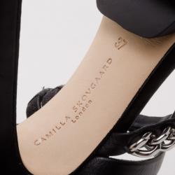 Camilla Skovgaard Black Chain Embellished Sandals Size 37