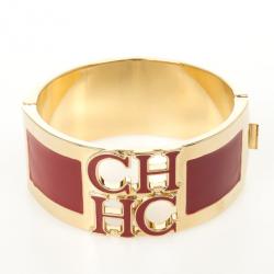 Carolina Herrera CH logo Red Cuff Bracelet