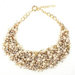 Pre Owned Carolina Herrera Faux Pearl Crystal Necklace