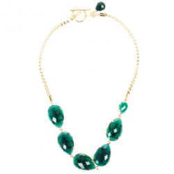 Pre Owned Carolina Herrera Green Chrysoprase Drops Gold Plated Necklace