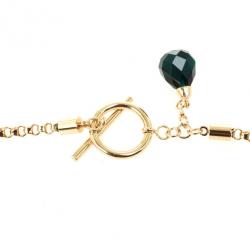 Pre Owned Carolina Herrera Green Chrysoprase Drops Gold Plated Necklace