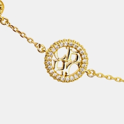 Pre Owned Carolina Herrera Rosetta Insignia Crystals Faux Pearl Gold Tone Bracelet