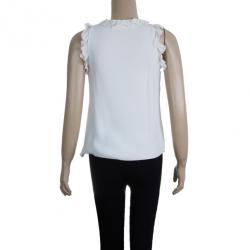 Pre Owned Carolina Herrera White Embellished Top S