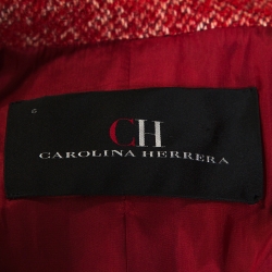 CH Carolina Herrera Red Wool Belted Mid Length Coat M