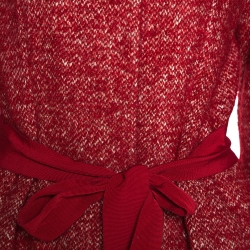CH Carolina Herrera Red Wool Belted Mid Length Coat M