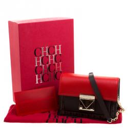 Pre Owned Carolina Herrera Brown/Red Small Carry on Bandoulière Bag