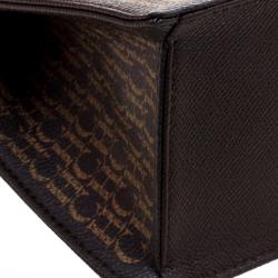 Pre Owned Carolina Herrera Brown/Red Small Carry on Bandoulière Bag