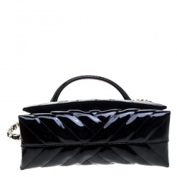 Pre Owned Carolina Herrera Black Quilted Patent Leather Top Handle Bag