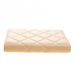 Pre Owned Carolina Herrera Beige Leather Chain Clutch