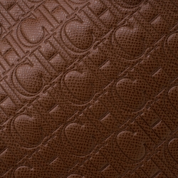 Pre Owned Carolina Herrera Brown Monogram Leather Shopper Tote