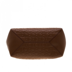 Pre Owned Carolina Herrera Brown Monogram Leather Shopper Tote