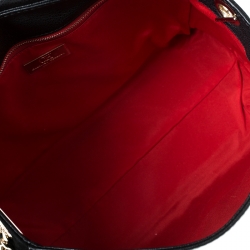 Pre Owned Carolina Herrera Black Monogram Leather Flap Top Handle Bag