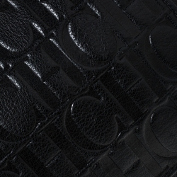 Pre Owned Carolina Herrera Black Monogram Leather Flap Top Handle Bag