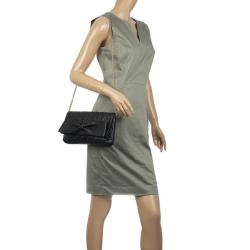 Pre Owned Carolina Herrera Monogram Embossed Bow Bag