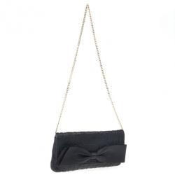 Pre Owned Carolina Herrera Monogram Embossed Bow Bag