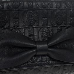 Pre Owned Carolina Herrera Monogram Embossed Bow Bag