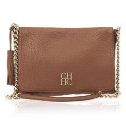 Pre Owned Carolina Herrera Brown Leather Flap Bag