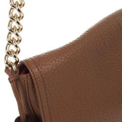 Pre Owned Carolina Herrera Brown Leather Flap Bag