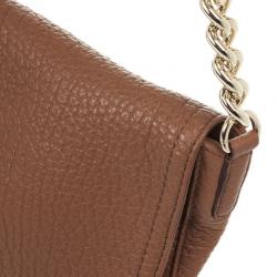 Pre Owned Carolina Herrera Brown Leather Flap Bag