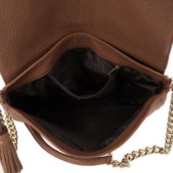 Pre Owned Carolina Herrera Brown Leather Flap Bag