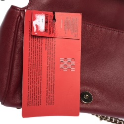 Carolina Herrera Red Quilted Leather Flap Shoulder Bag