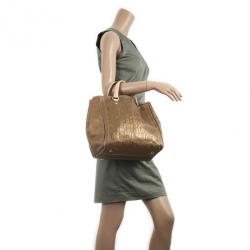 Pre Owned Carolina Herrera Gold Monogram Embossed Tote