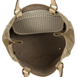 Pre Owned Carolina Herrera Gold Monogram Embossed Tote