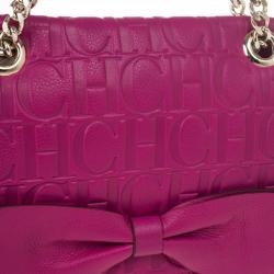 Pre Owned Carolina Herrera ‘Holly’ Fuschia Monogram Embossed Bag