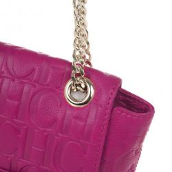 Pre Owned Carolina Herrera ‘Holly’ Fuschia Monogram Embossed Bag