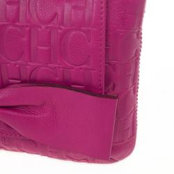 Pre Owned Carolina Herrera ‘Holly’ Fuschia Monogram Embossed Bag