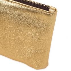 Pre Owned Carolina Herrera Gold Leather Clutch with Tassel