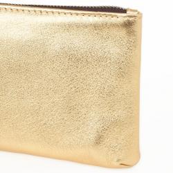 Pre Owned Carolina Herrera Gold Leather Clutch with Tassel