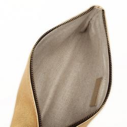 Pre Owned Carolina Herrera Gold Leather Clutch with Tassel