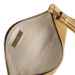 Pre Owned Carolina Herrera Gold Leather Clutch with Tassel