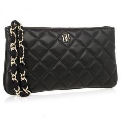 Pre Owned Carolina Herrera Black Quilted Leather Wristlet