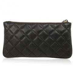 Pre Owned Carolina Herrera Black Quilted Leather Wristlet