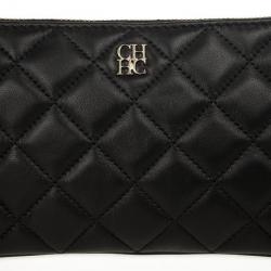Pre Owned Carolina Herrera Black Quilted Leather Wristlet