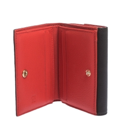 Pre Owned Carolina Herrera Dark Brown Monogram Coated Canvas and Leather Flap Compact Wallet